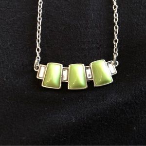 LIA SOPHIA green 16” necklace with silver chain